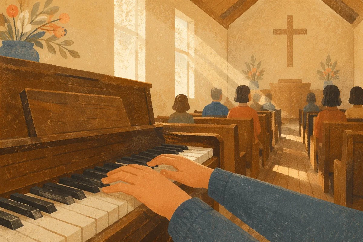 Quiet Worship Piano in Wooden Chapel