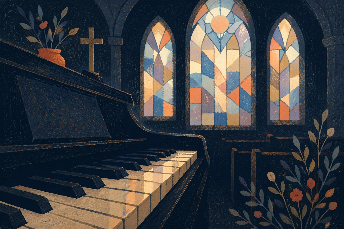 Piano Keys in Soft Church Worship Light