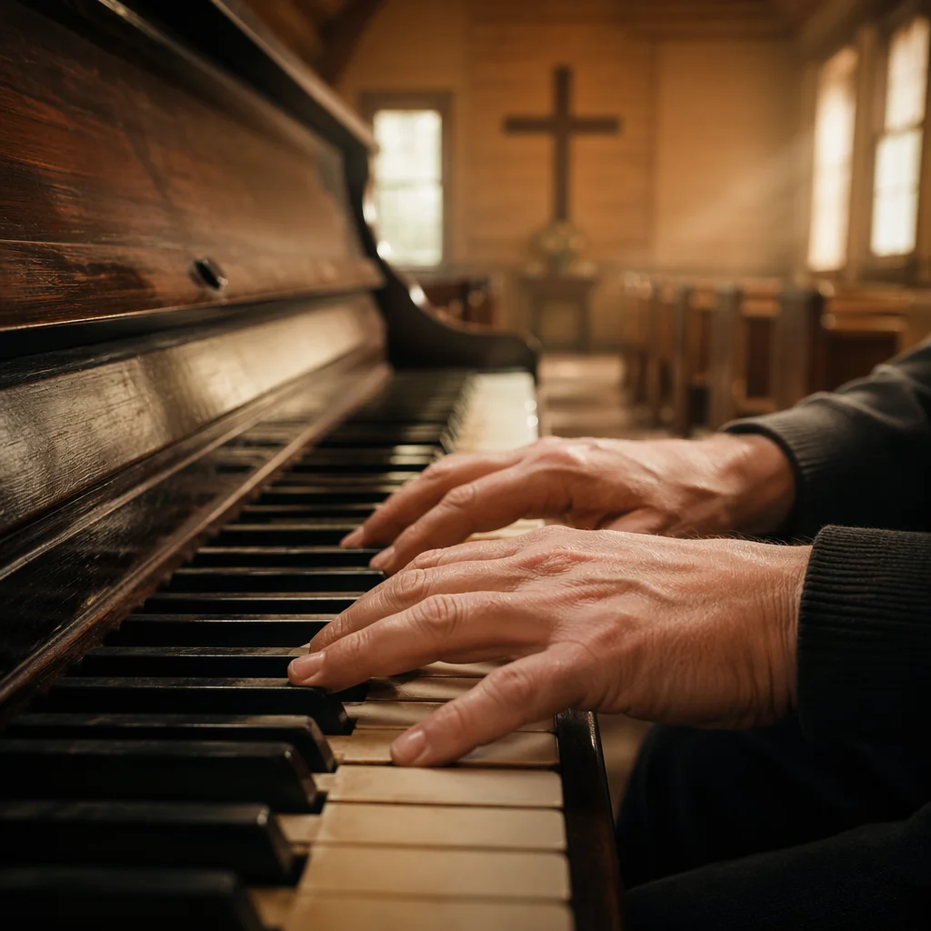 Gentle Piano Worship in Wooden Chapel