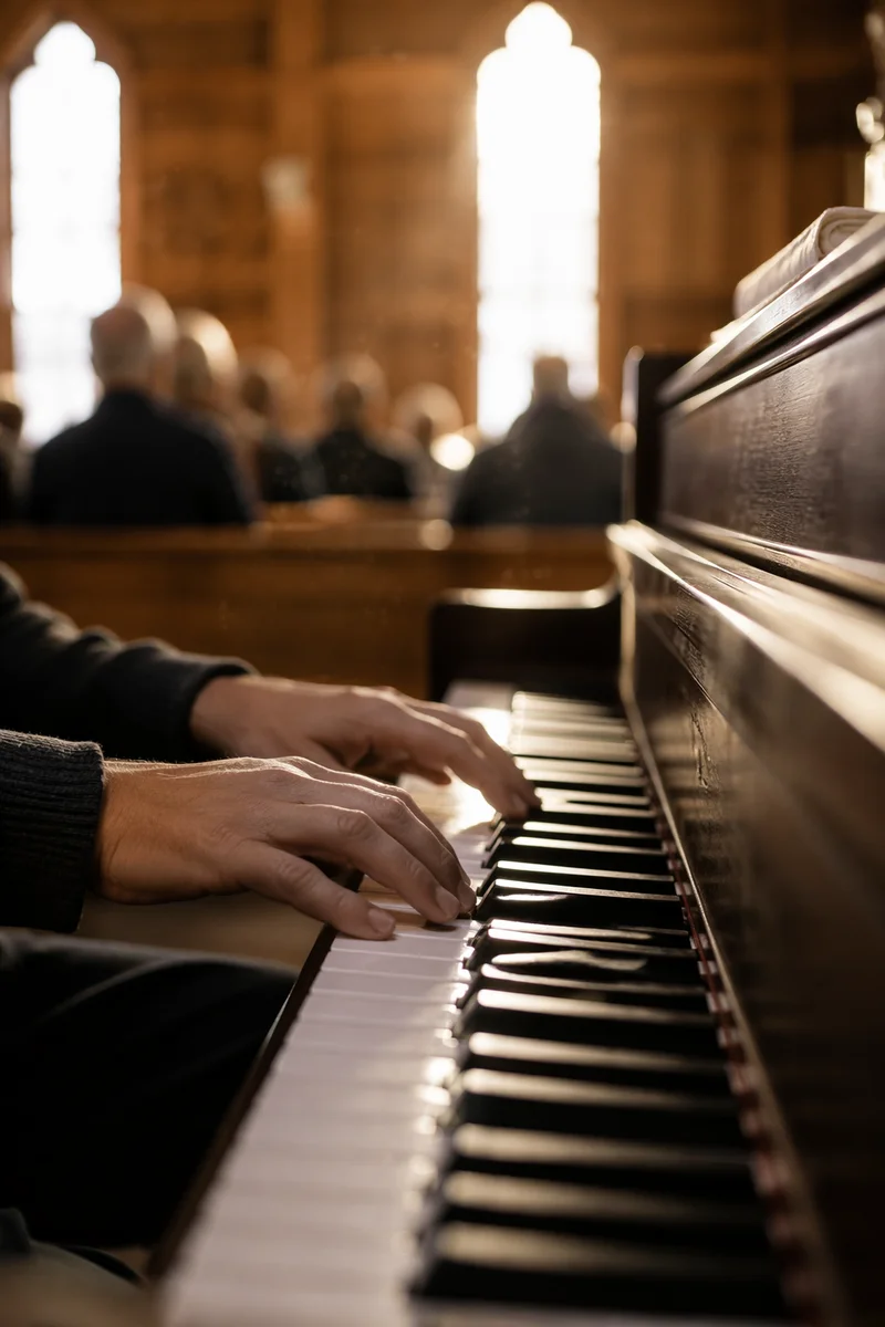 Quiet Worship Piano in Morning Chapel Light
