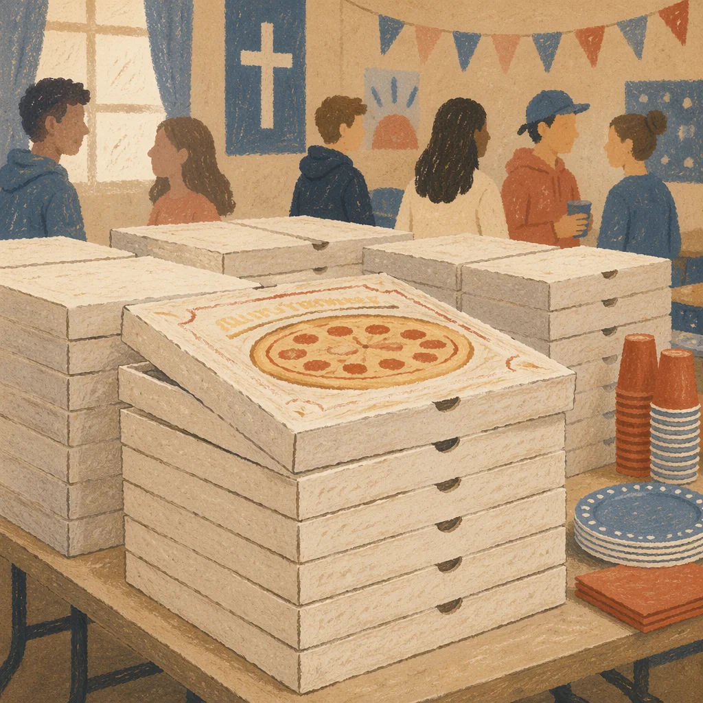 Stacked Pizza Boxes for Youth Group Party