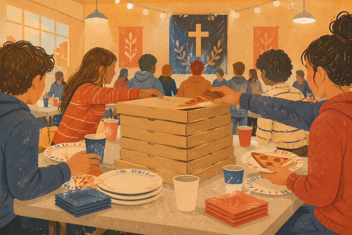 Youth Group Pizza Party in Church Hall