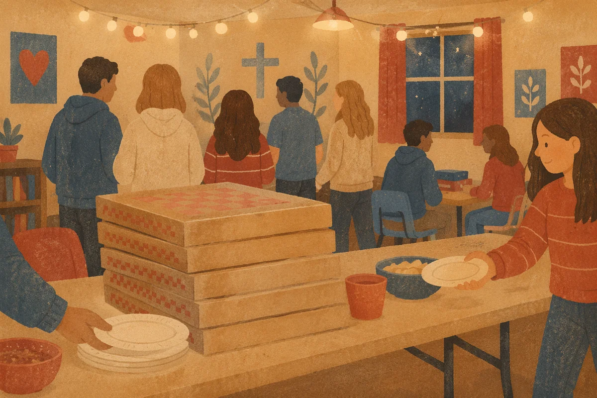 Stacked Pizza Boxes at Youth Group