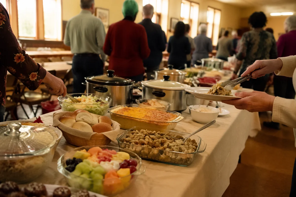 Church Potluck Dinner in Fellowship Hall