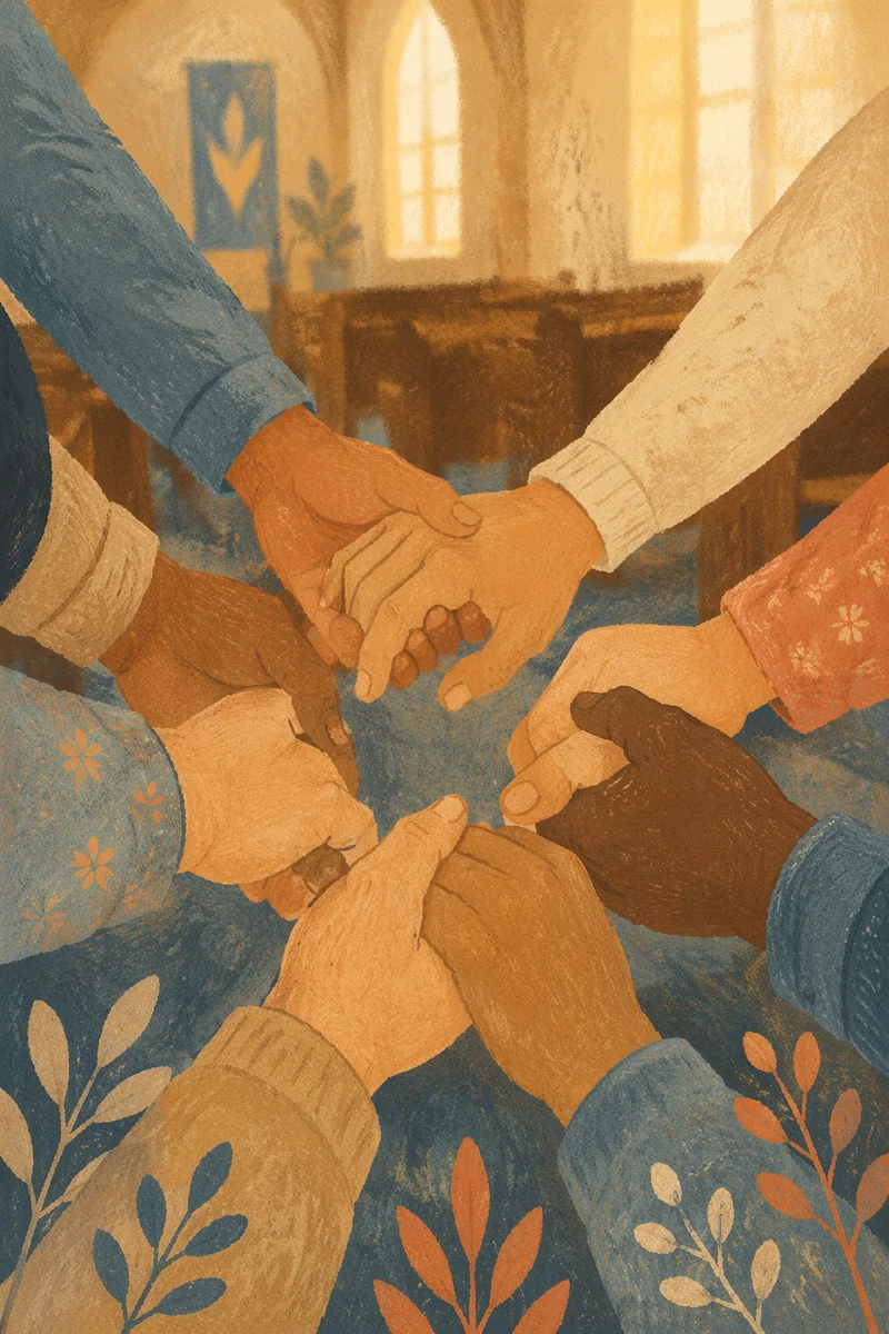 Prayer Chain Hands in Church Unity