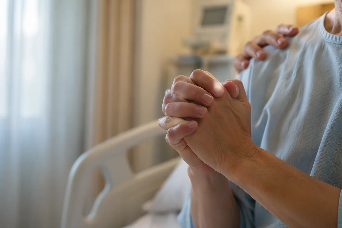 Healing Prayer Hands in Hospital Room