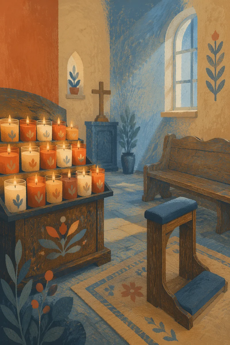 Quiet Church Prayer Room with Candles