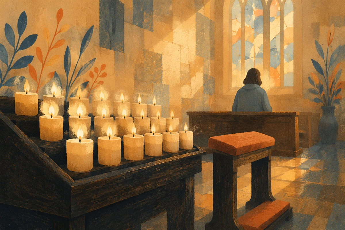 Quiet Church Prayer Room with Candles
