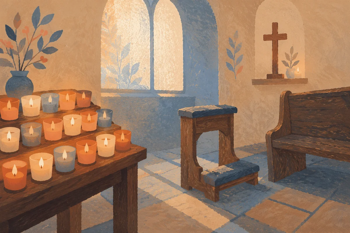 Quiet Church Prayer Room with Candles