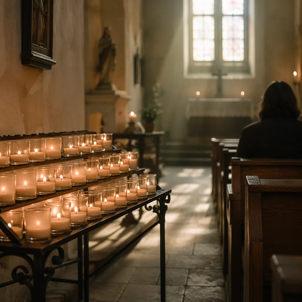 Quiet Church Prayer Room with Candles
