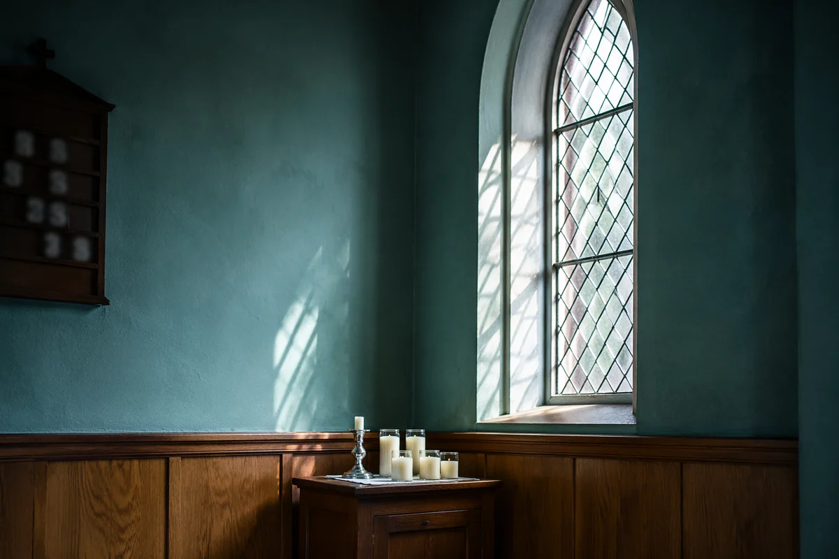 Quiet Chapel Prayer Room with Candles