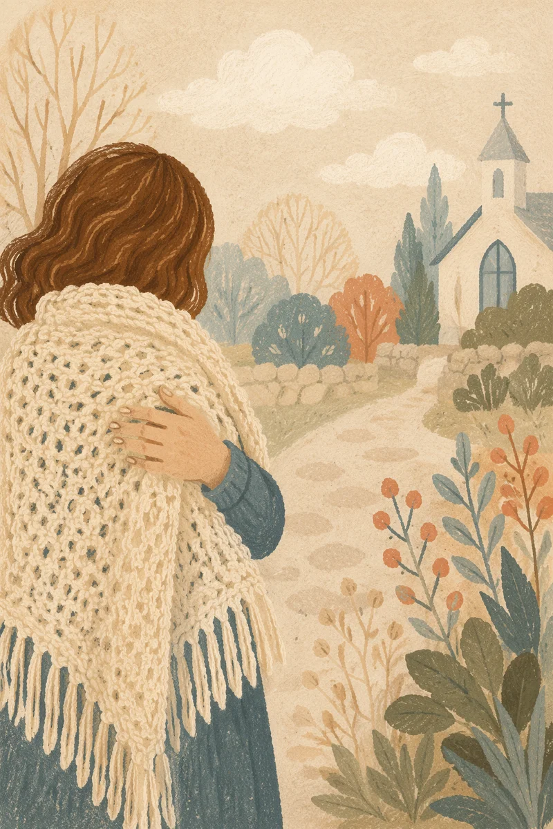 Handmade Prayer Shawl in Quiet Church Garden