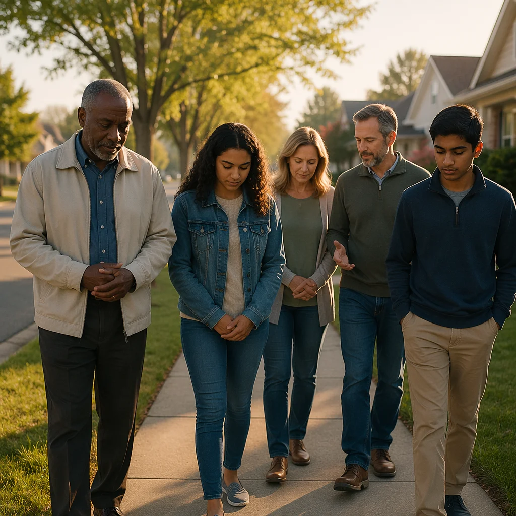 Morning Prayer Walk in Neighborhood Community