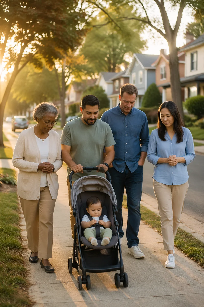 Neighborhood Church Prayer Walk at Sunrise