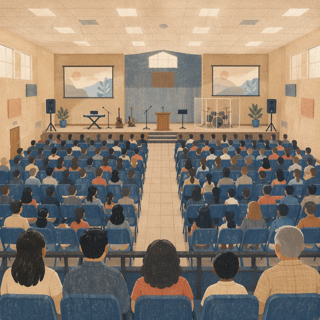 School Auditorium Sunday Church Service Setup