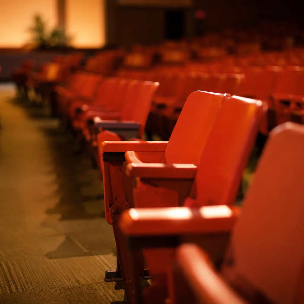 Empty School Auditorium for Sunday Church Service