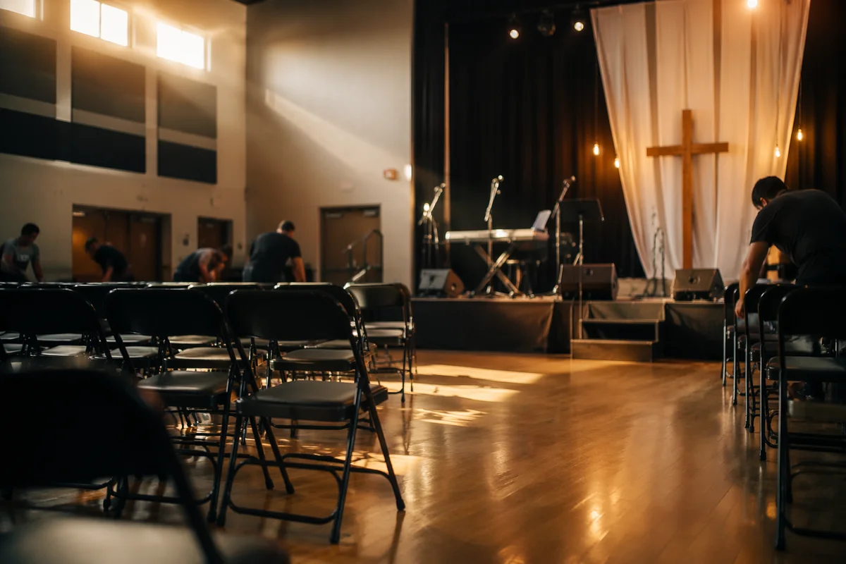 School Auditorium Sunday Church Service Setup