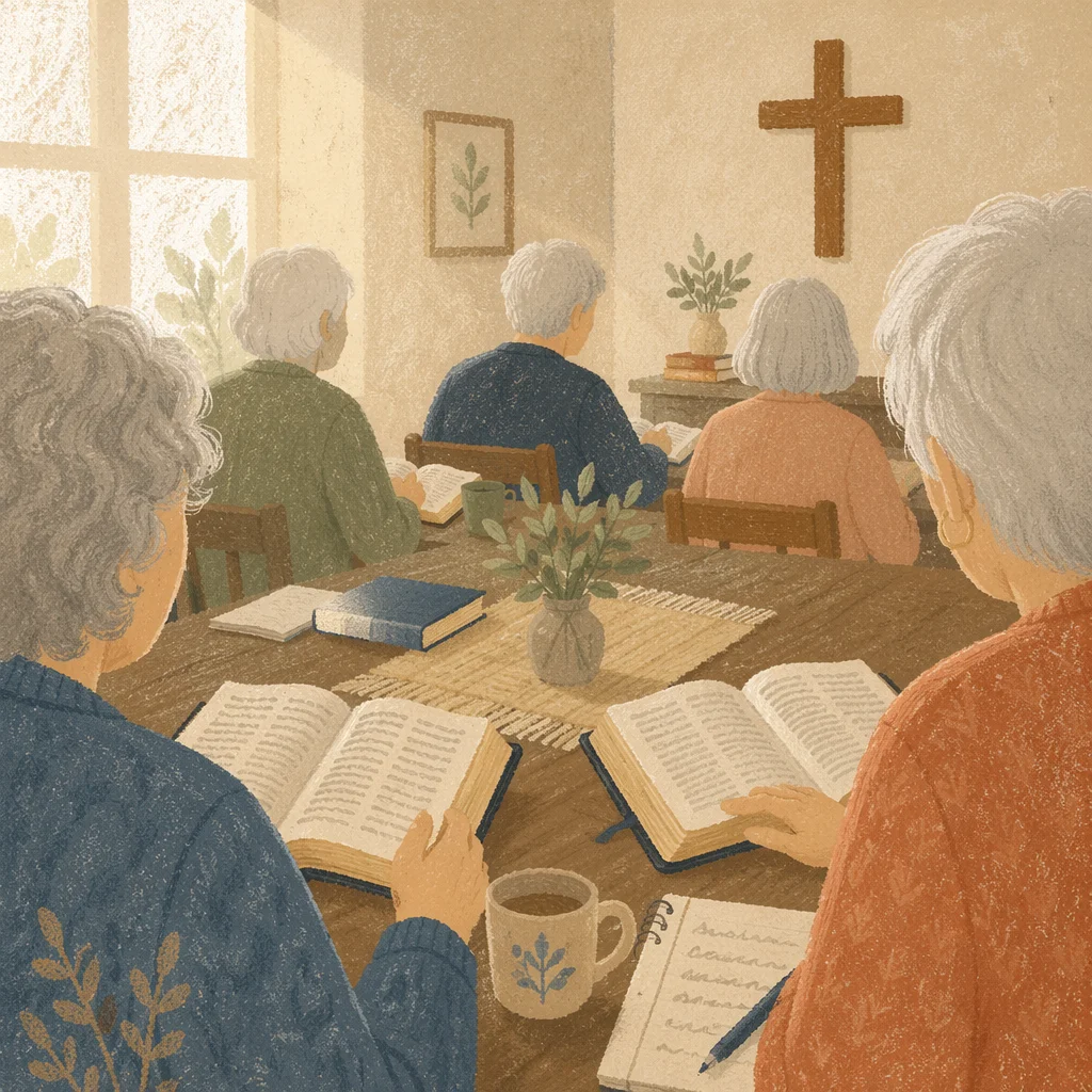 Senior Adults Bible Class in Church Classroom
