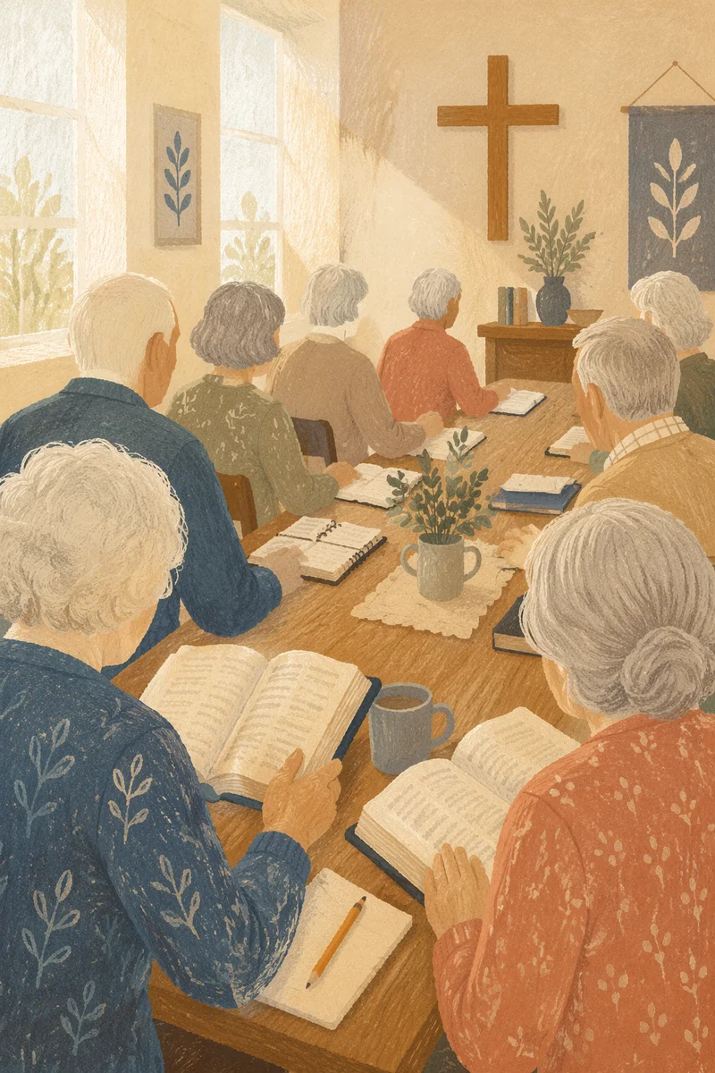 Senior Adults Bible Class in Fellowship Room