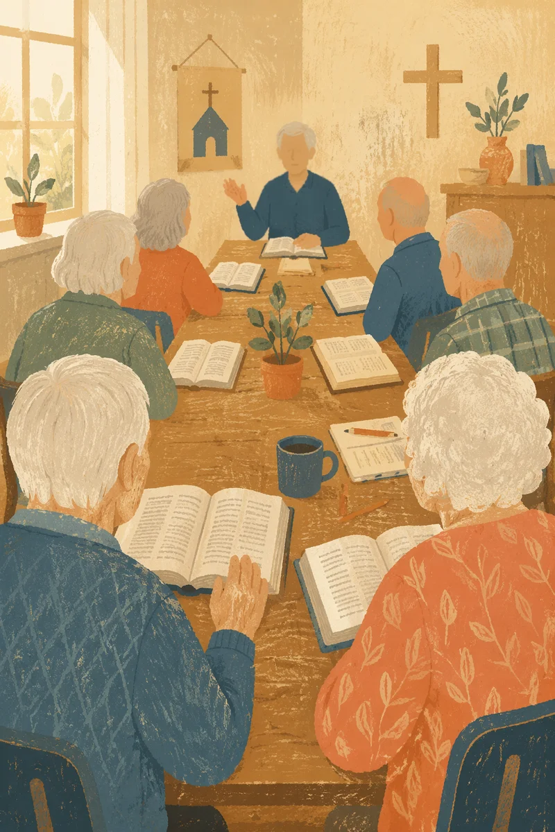 Senior Adults Bible Class in Fellowship Room