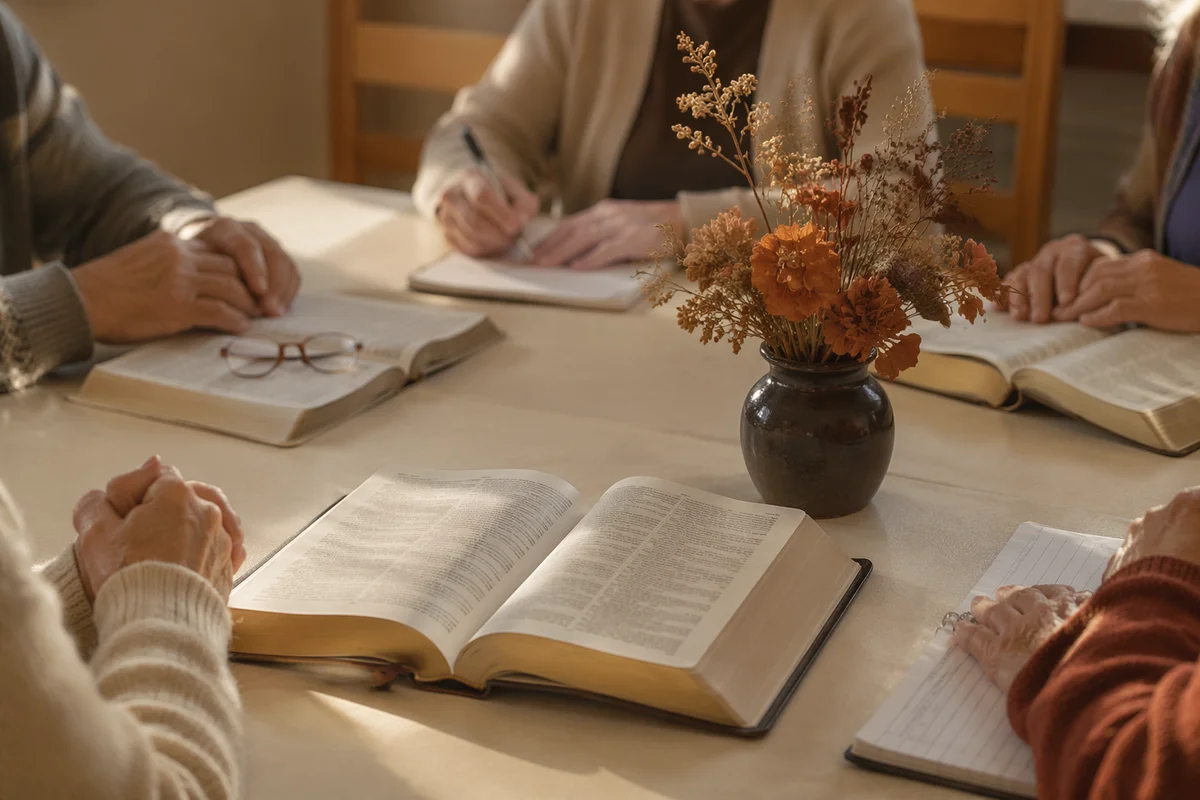 Senior Bible Class Fellowship in Warm Church Classroom