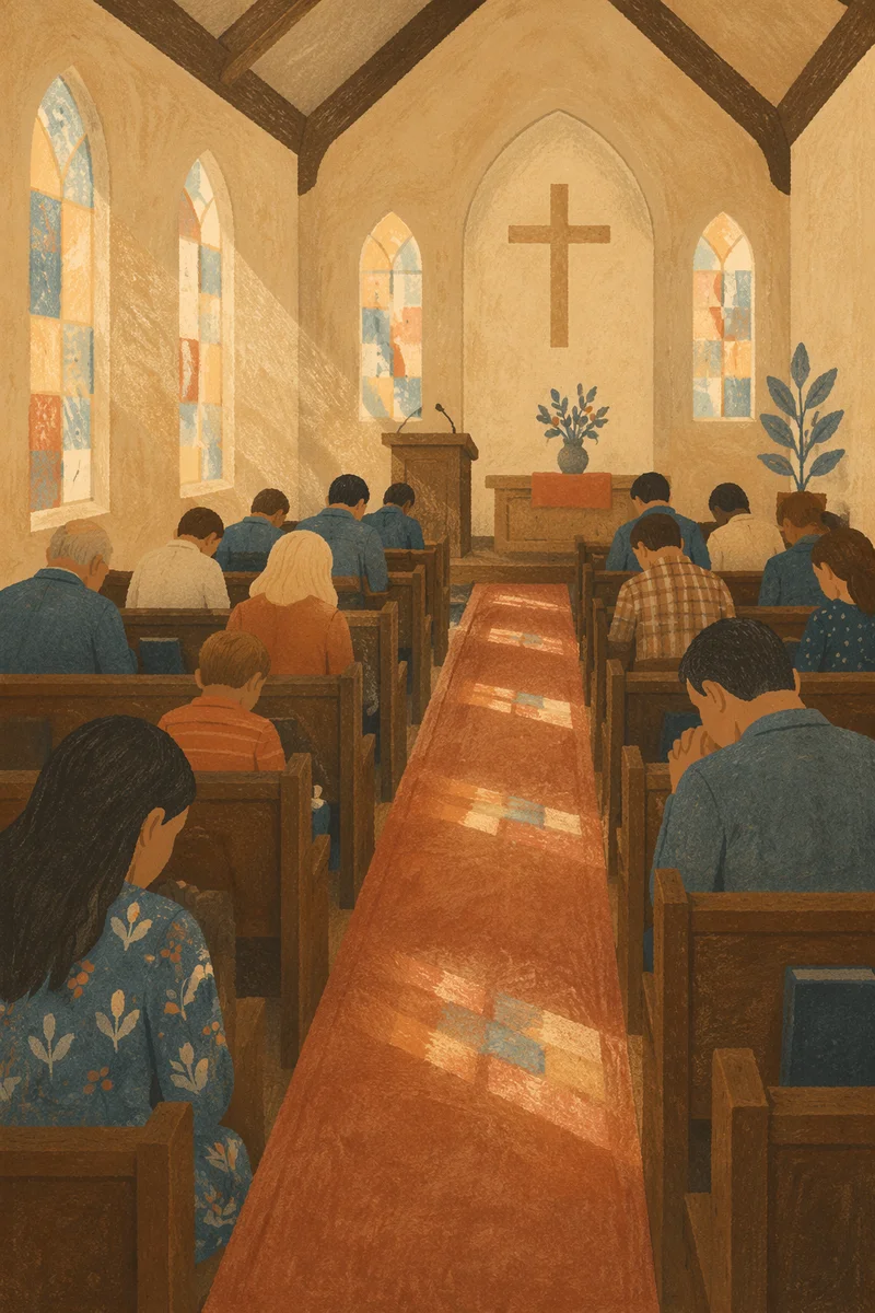 Silent Prayer in Church Congregation
