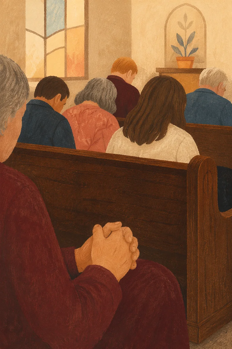Silent Prayer in Church Congregation