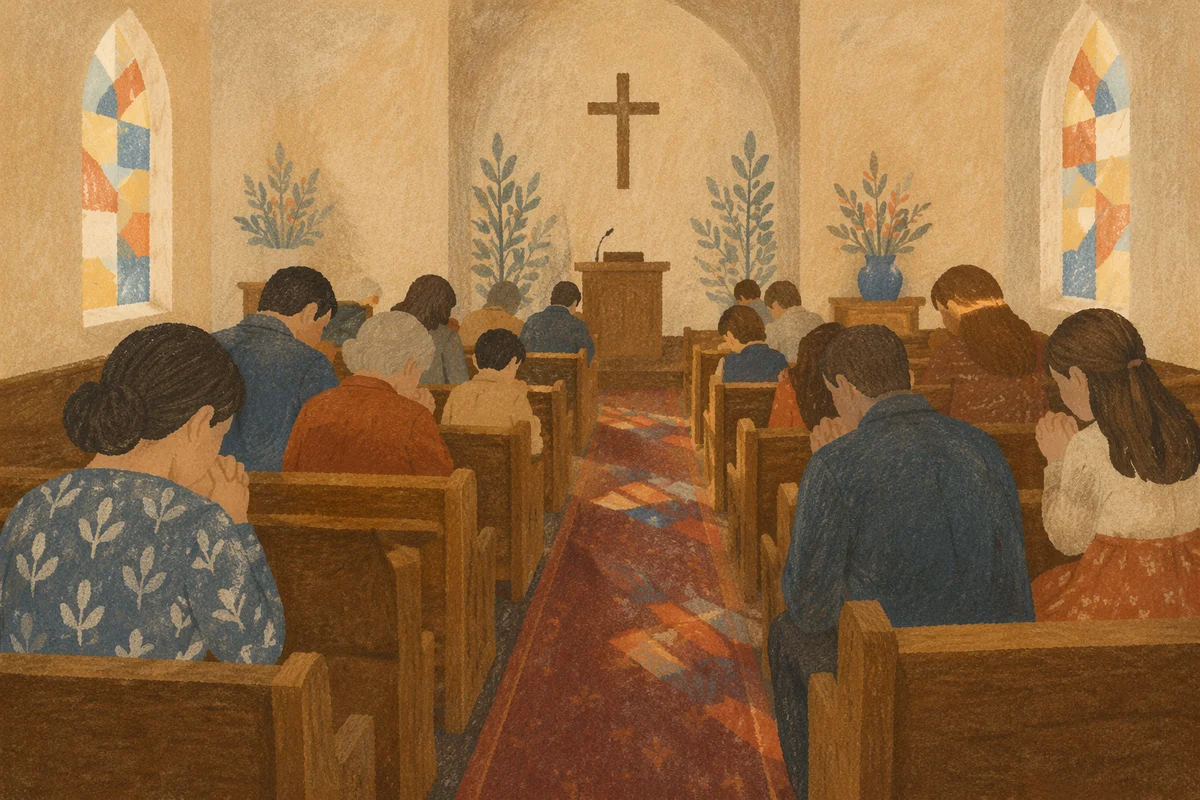 Silent Prayer in Church Congregation