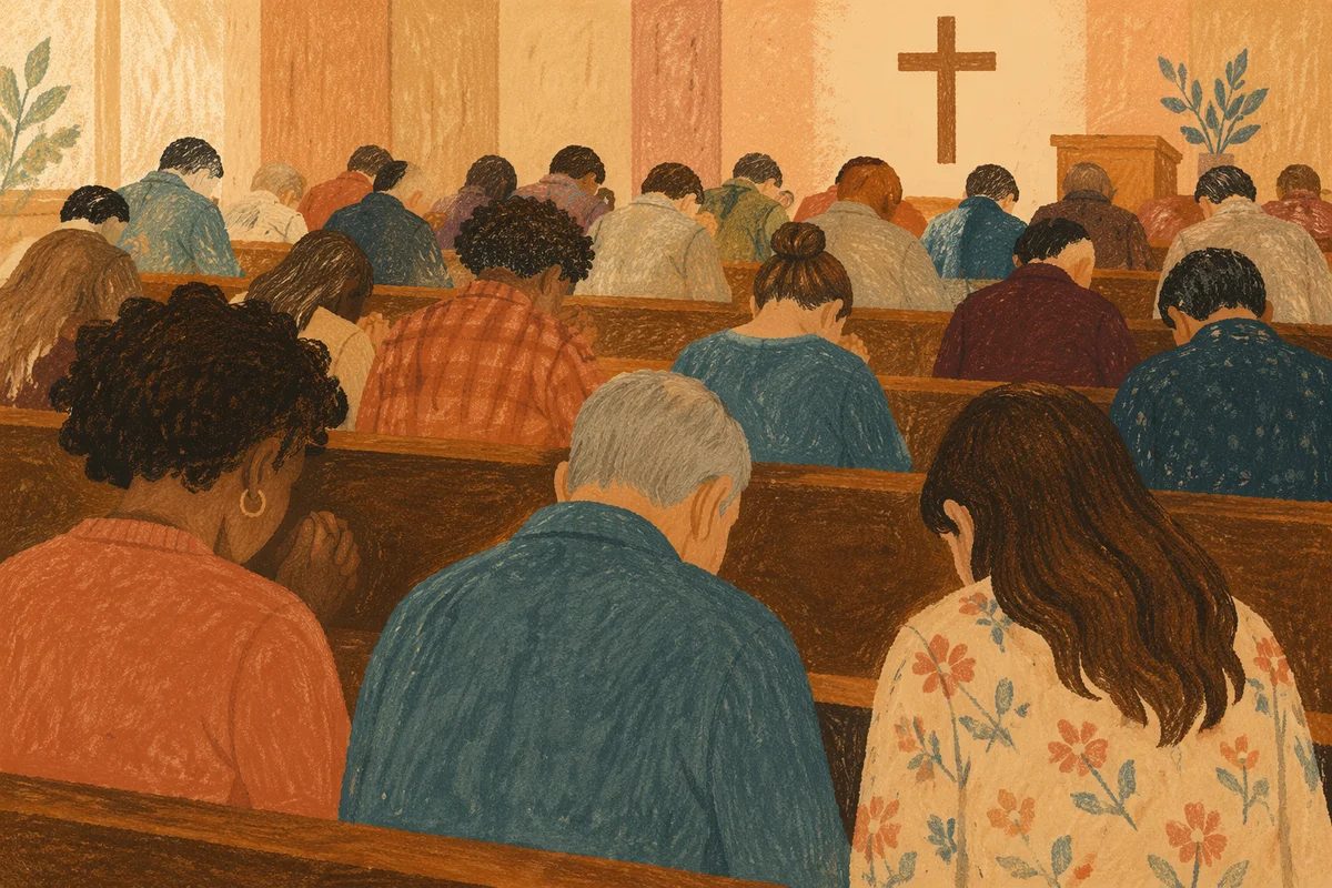 Silent Prayer in Church Congregation