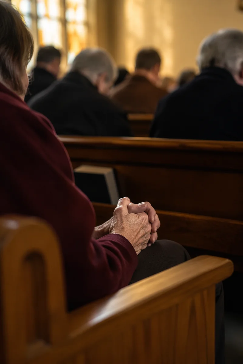 Silent Prayer in Church Congregation