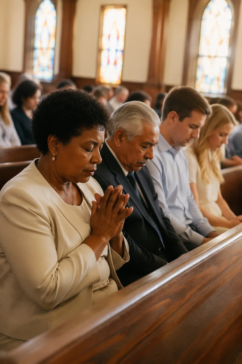 Silent Prayer Moment in Church Congregation