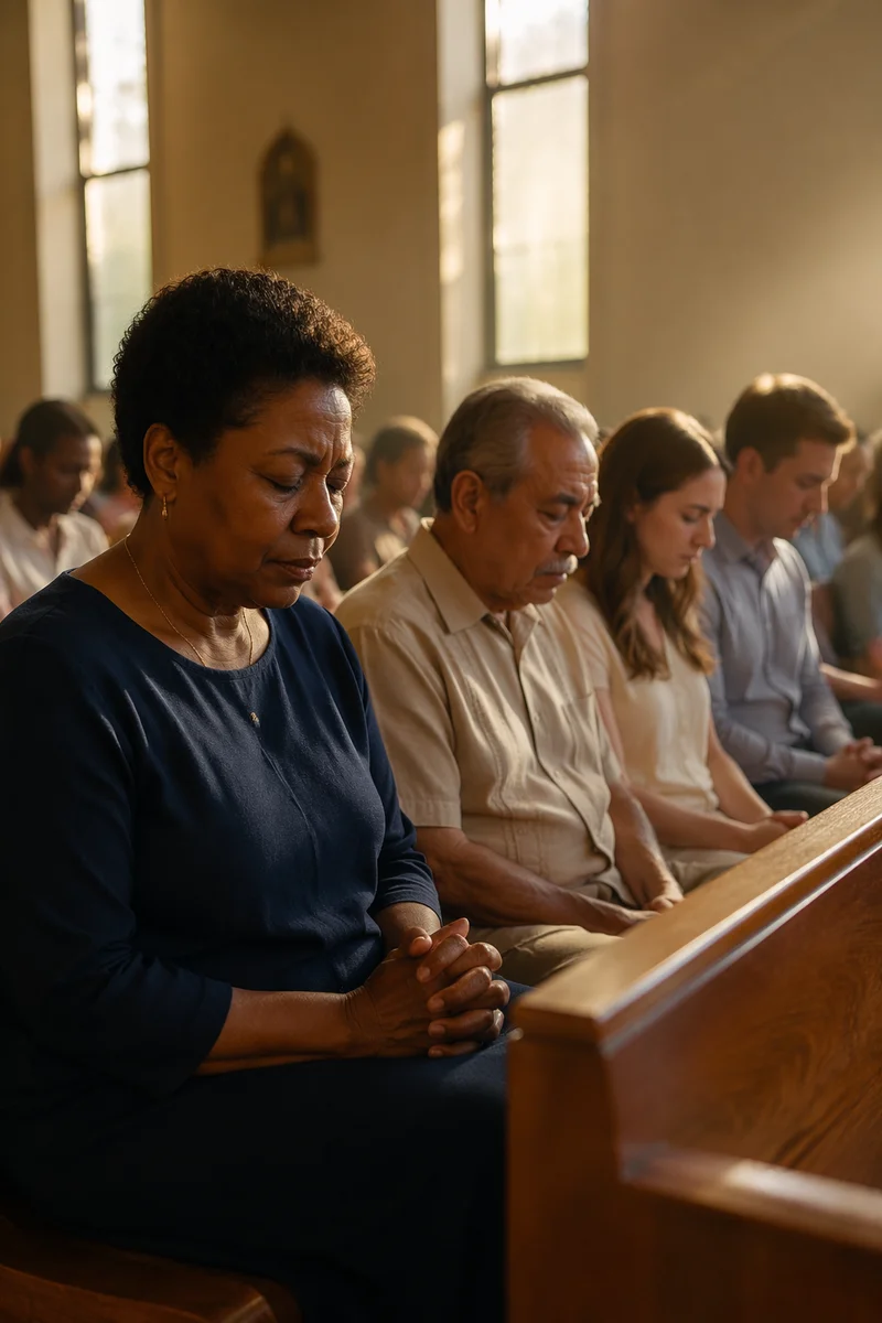 Silent Prayer Moment in Church Congregation