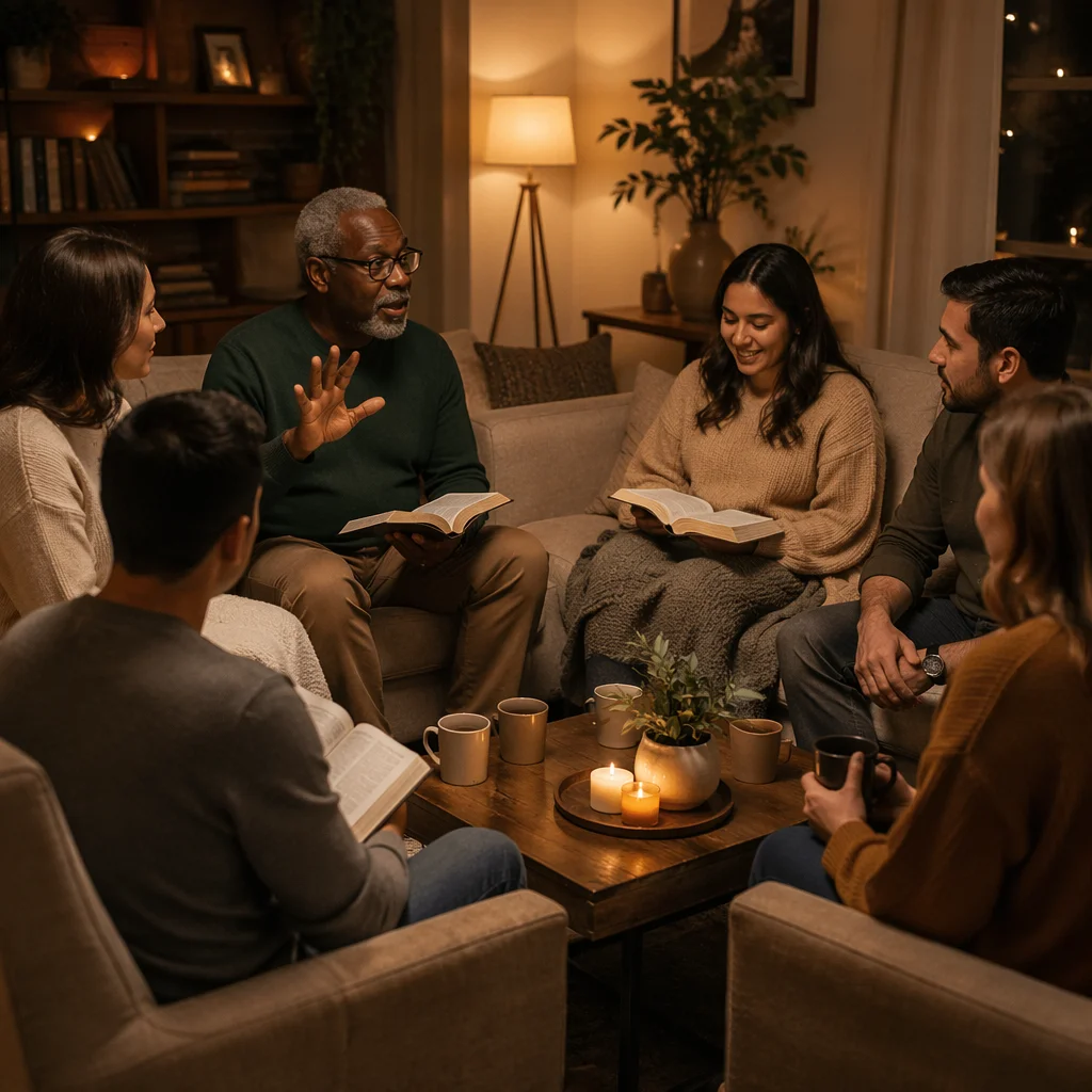 Cozy Home Living Room Book Discussion