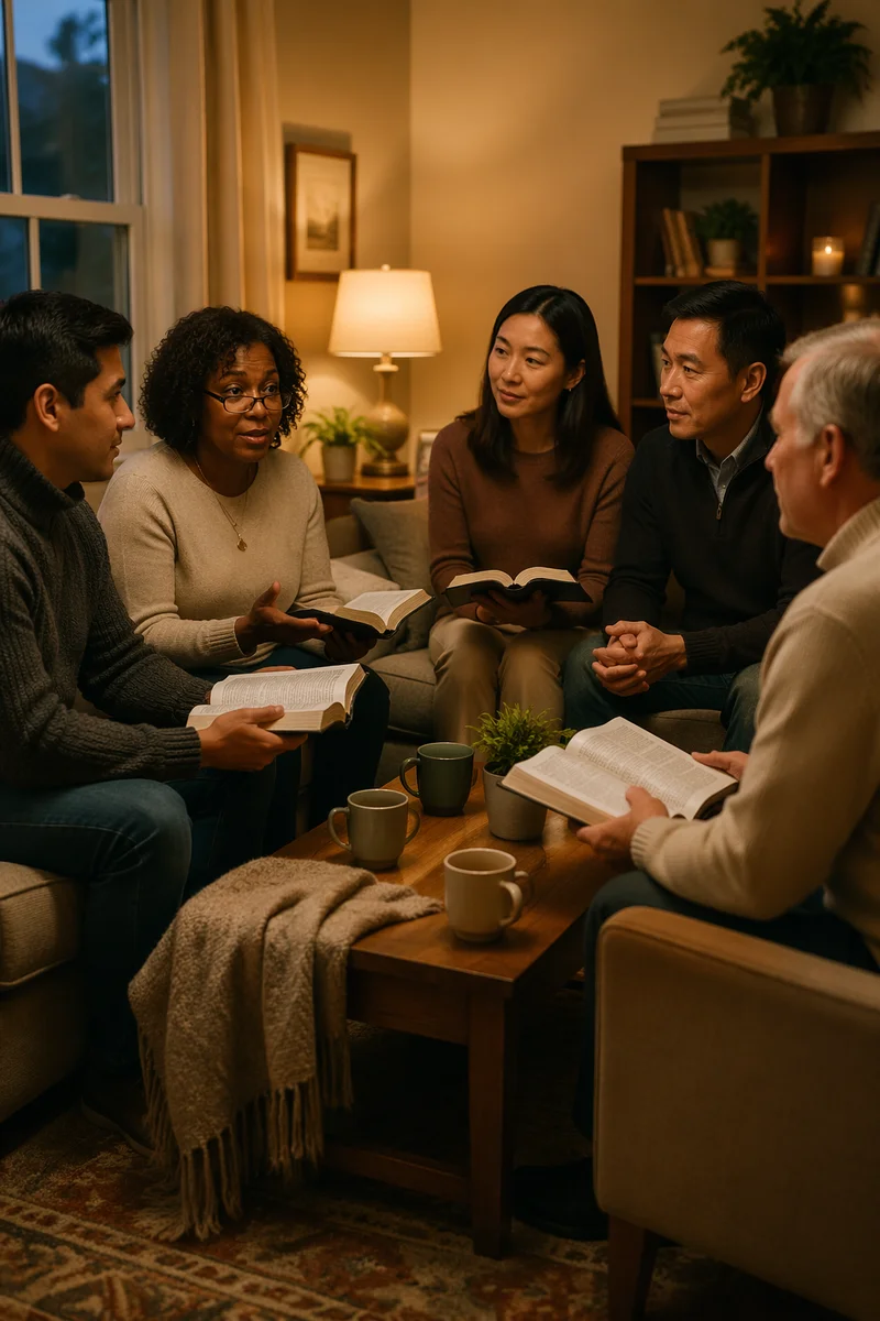 Cozy Home Bible Study in Living Room