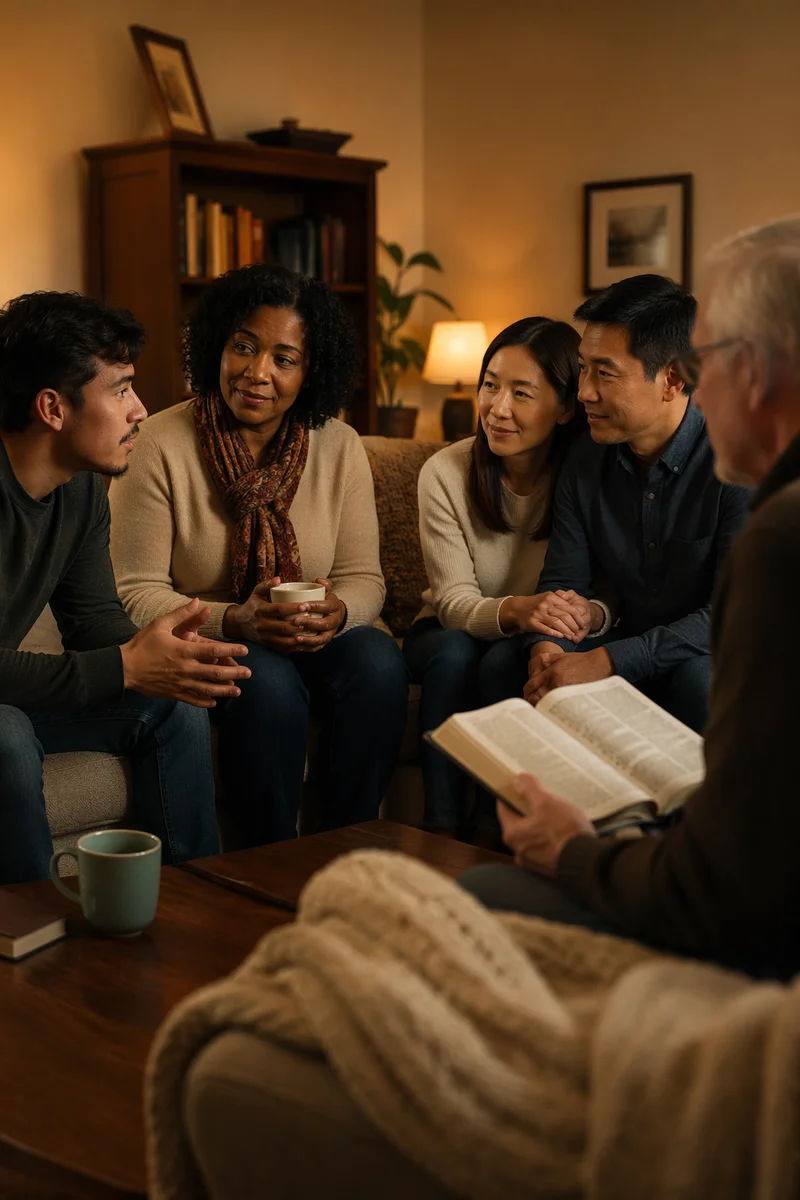 Cozy Home Bible Study in Living Room