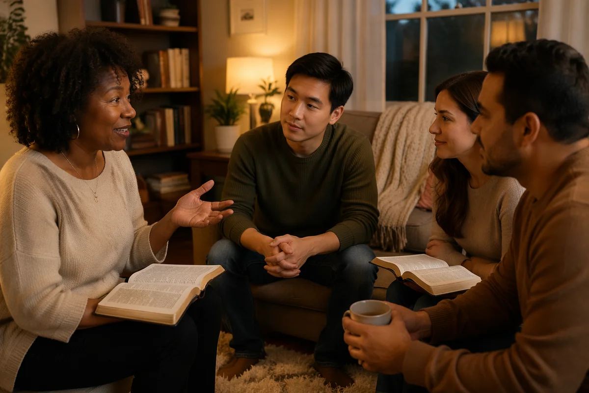 Cozy Home Bible Study in Living Room