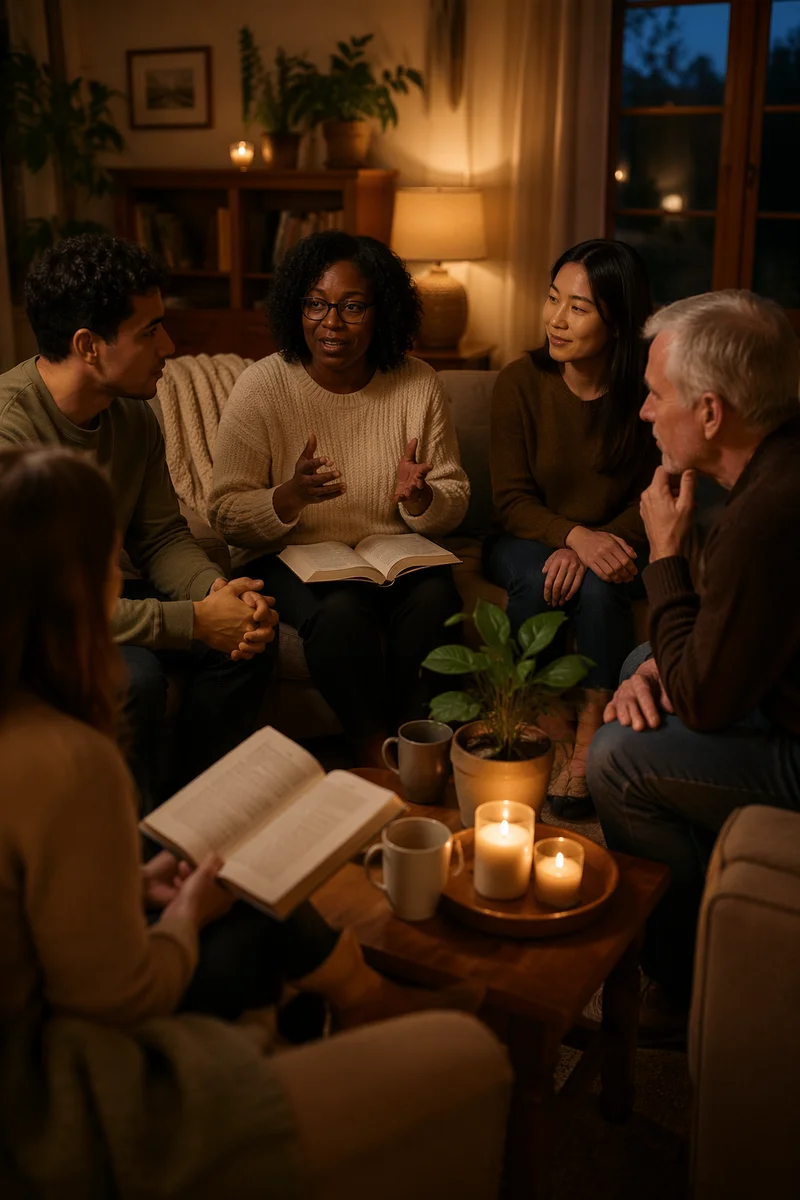 Cozy Bible Study in Living Room