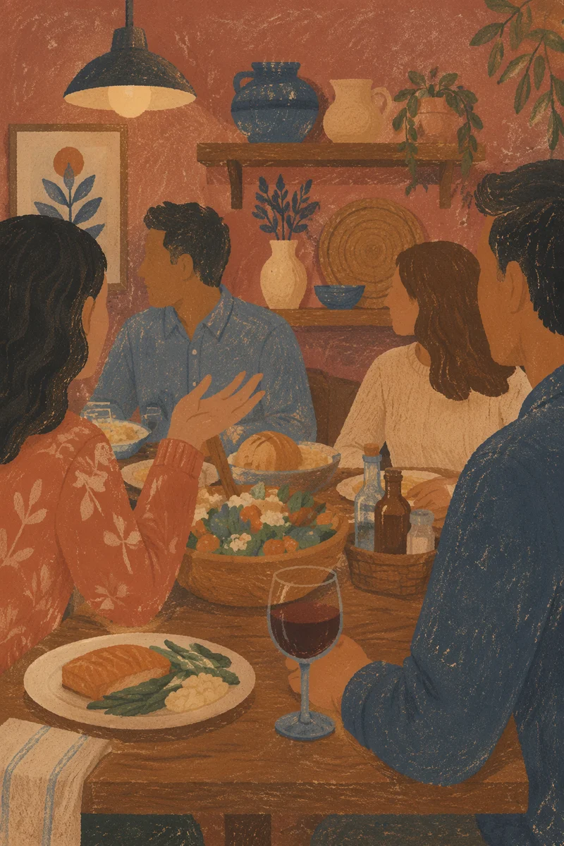 Warm Small Group Couples Dinner Fellowship