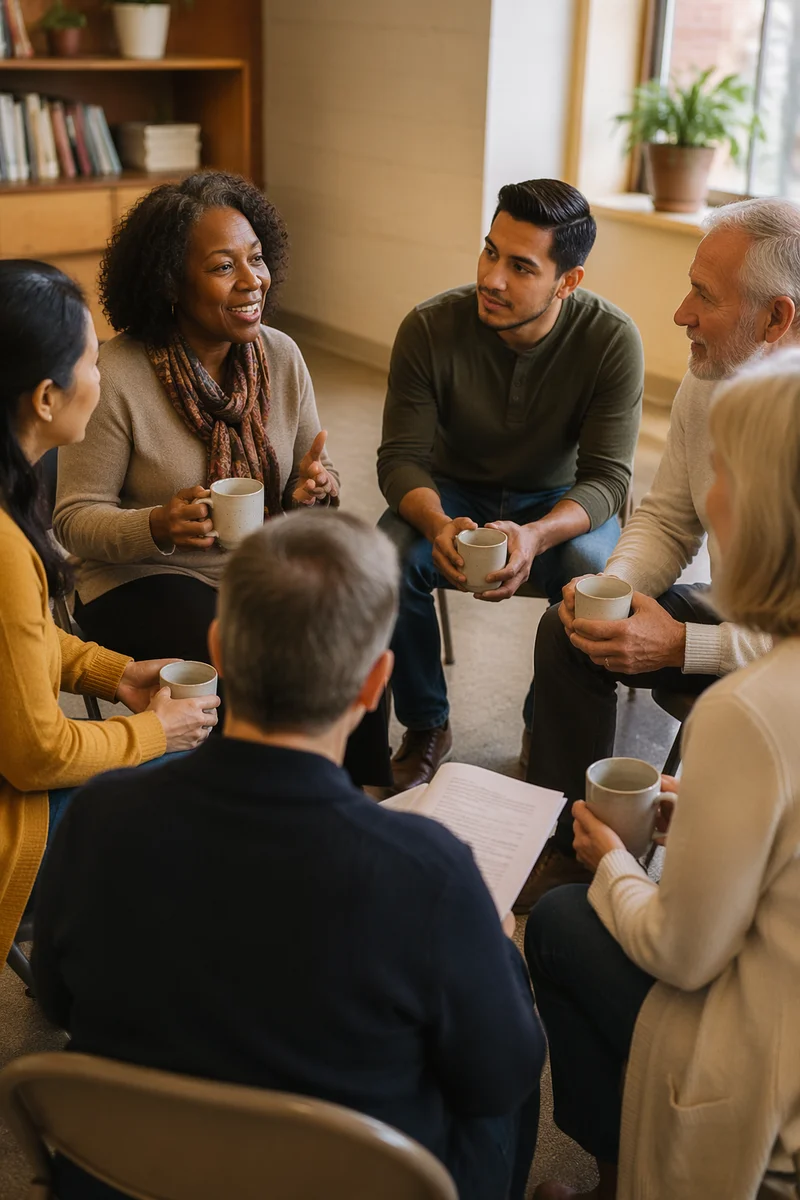 Small Discussion Circle with Coffee Mugs