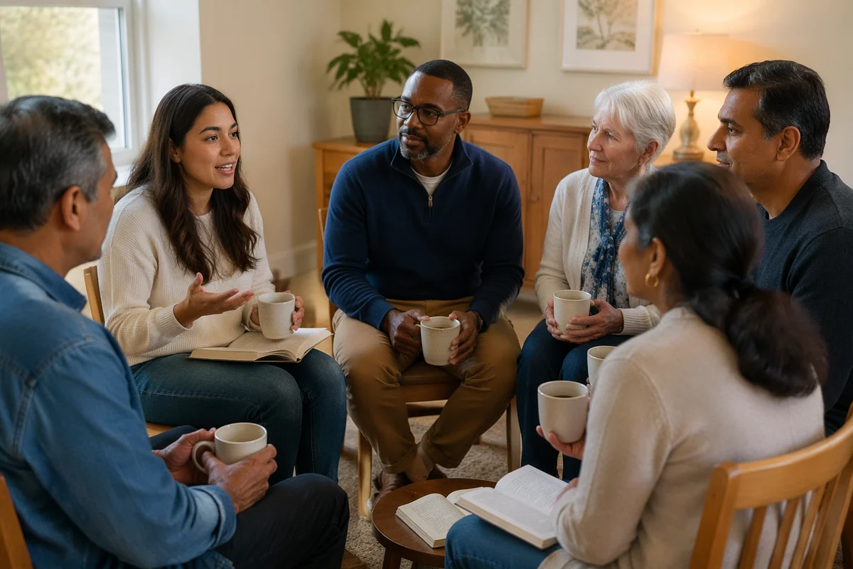 Church Discussion Circle with Coffee Mugs