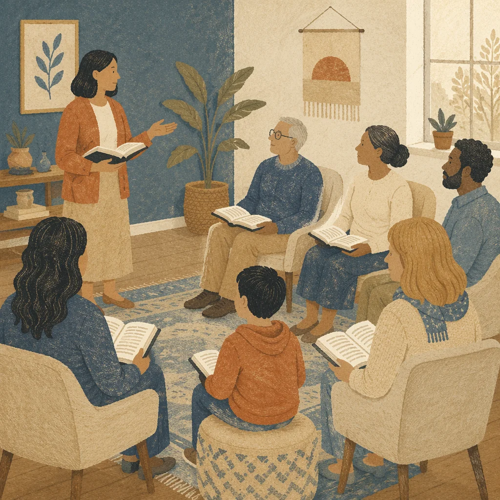 Diverse Small Group Bible Study Gathering