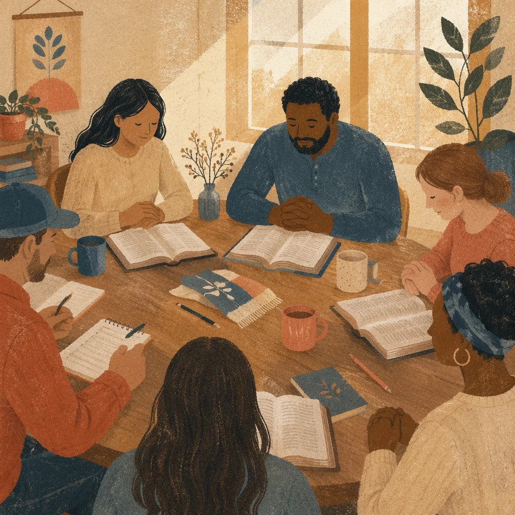 Diverse Small Group Bible Study Gathering