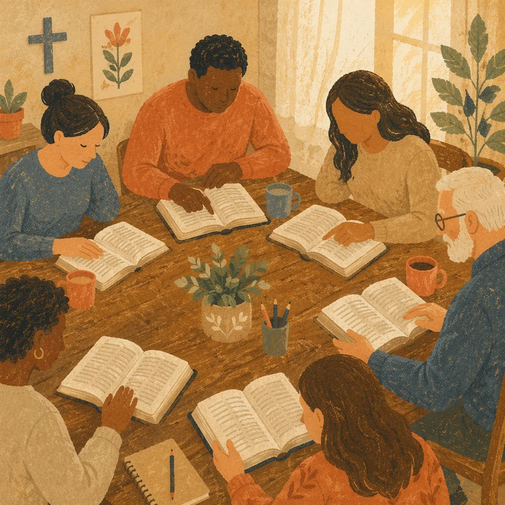 Diverse Small Group Bible Study Gathering