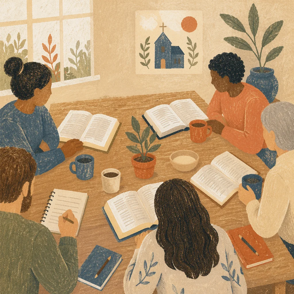 Diverse Small Group Bible Study Circle