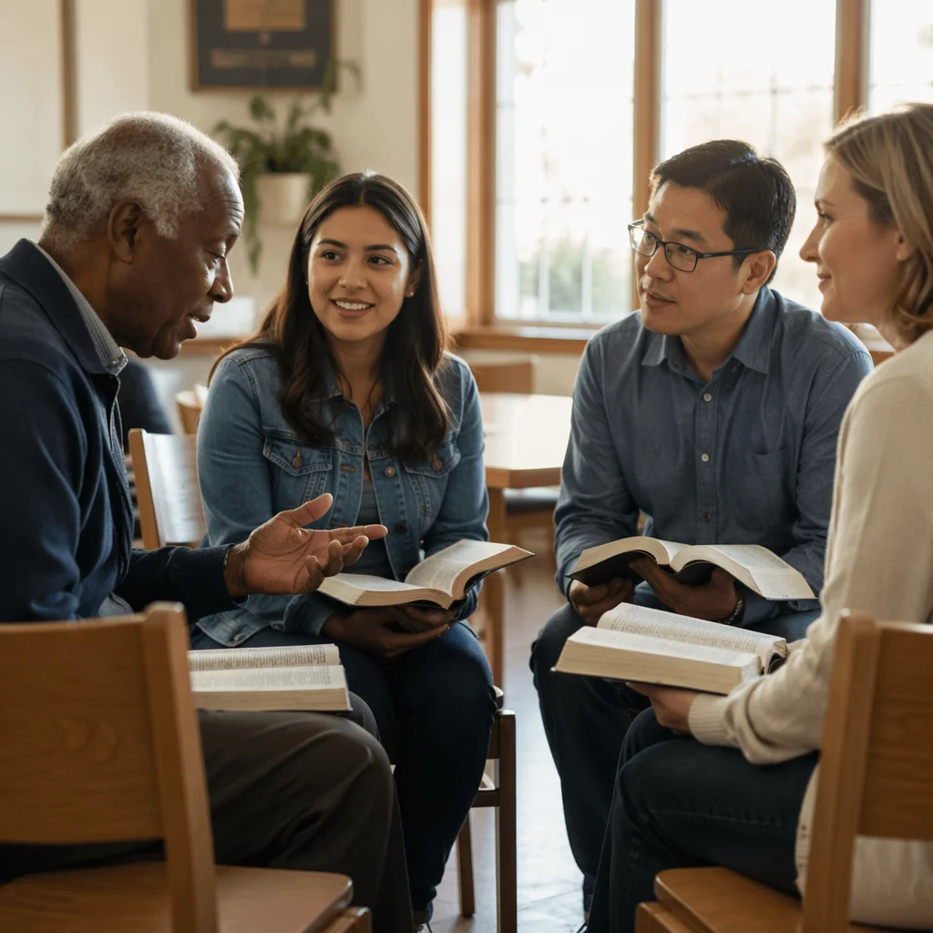 Diverse Small Group Bible Study Circle