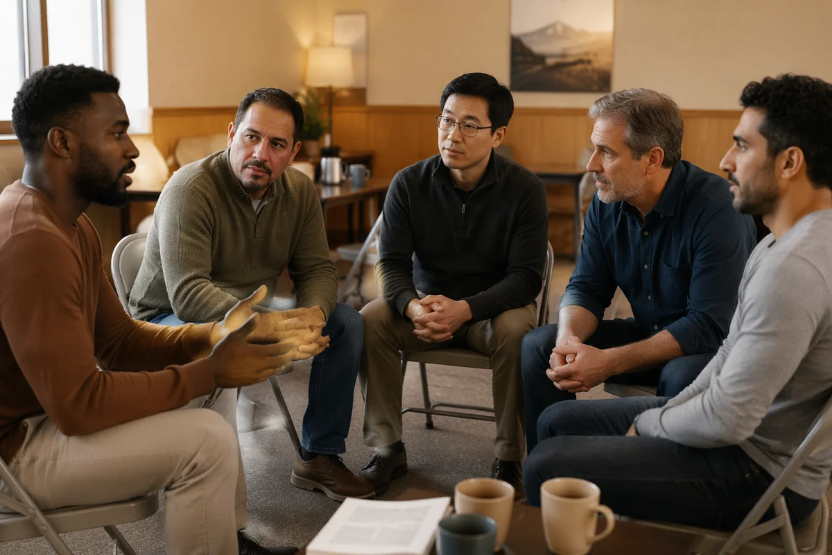 Five Men in Support Circle