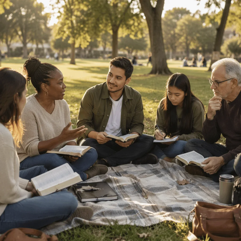 Outdoor Small Group Bible Study in Park