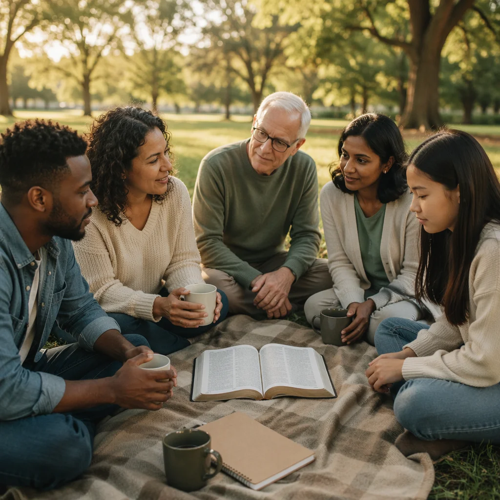 Outdoor Small Group Bible Study in Park