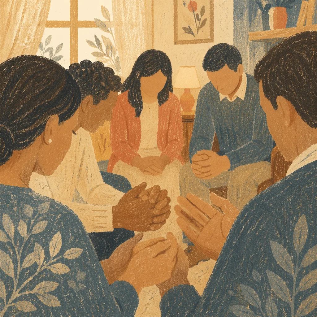 Small Group Prayer Hands in Home