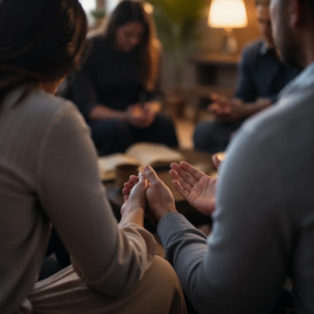 Small Home Prayer Group Hands Together